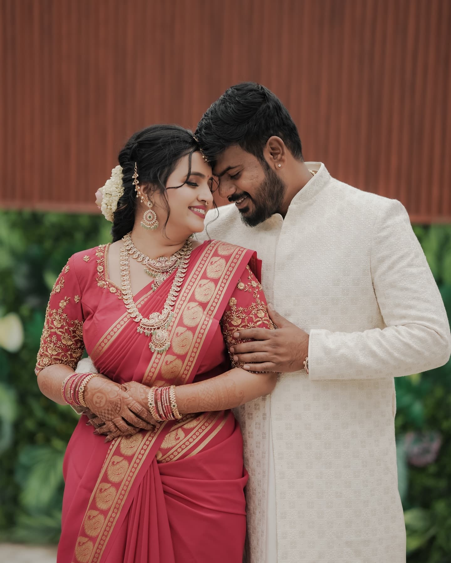 Leslie and Shyam on their wedding day